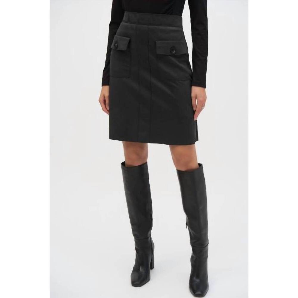 NEW JOSEPH RIBKOFF scuba suede a-line pull-on mini skirt in black